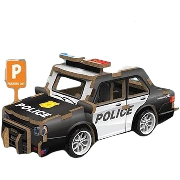 WOODEN PUZZLE 3D VEHICLES WOODEN PUZZLE VEHICLES WITH REVERSE FUNCTION (POLICE CAR) - Image 1